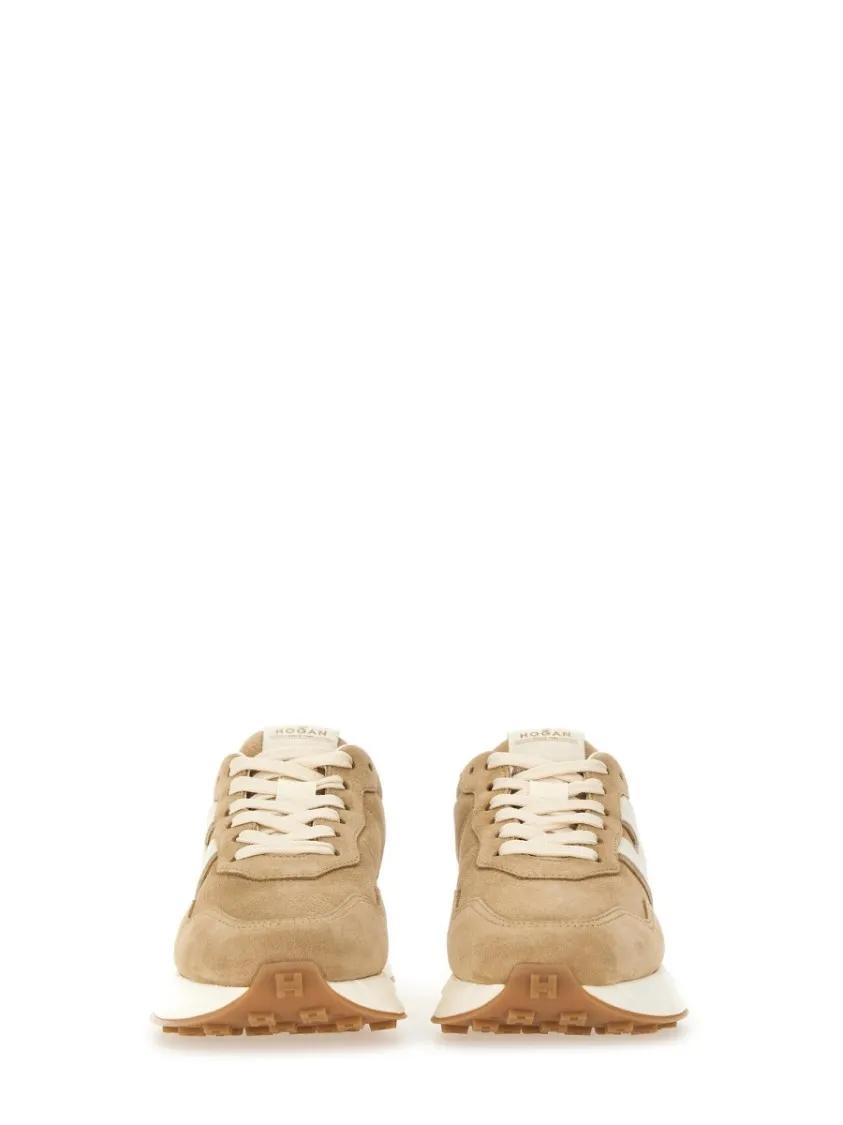 Thumbnail - Hogan Low-Top Sneaker - Beige Suede Sneakers With Contrasting Logo And Tex - Gr. 38,5 (EU) - in Beige - für Damen