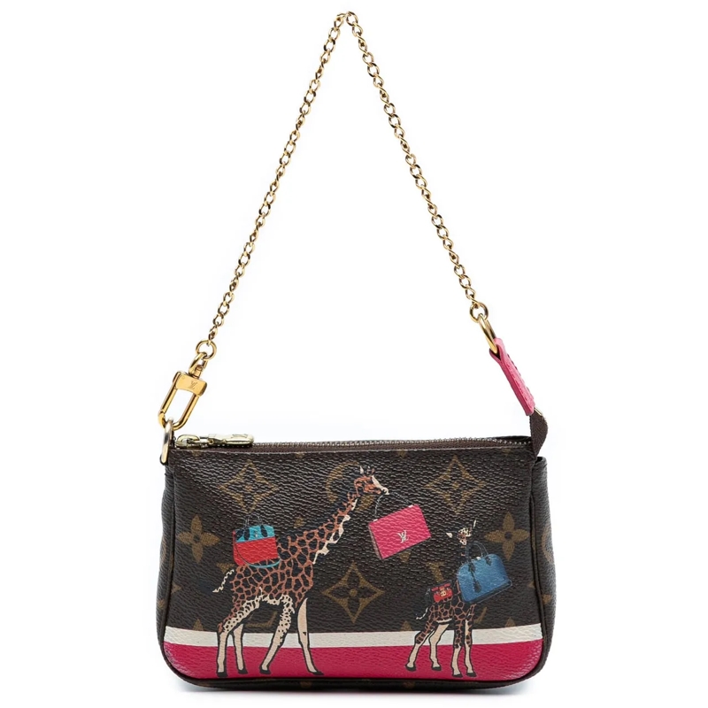 Louis Vuitton Tote Monogram Giraffe Christmas Mini Pochette Accessoir braun