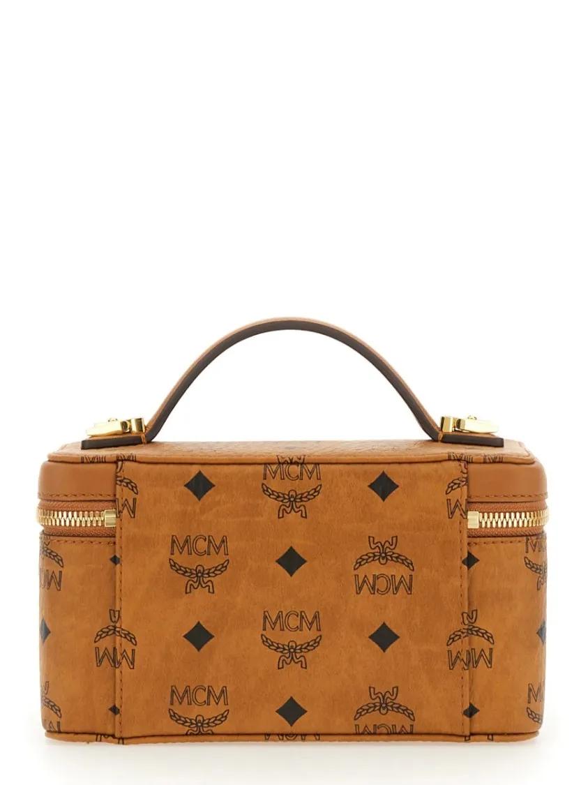 MCM Hobo bags Brown Handbag With Signature Logo Pattern in bruin