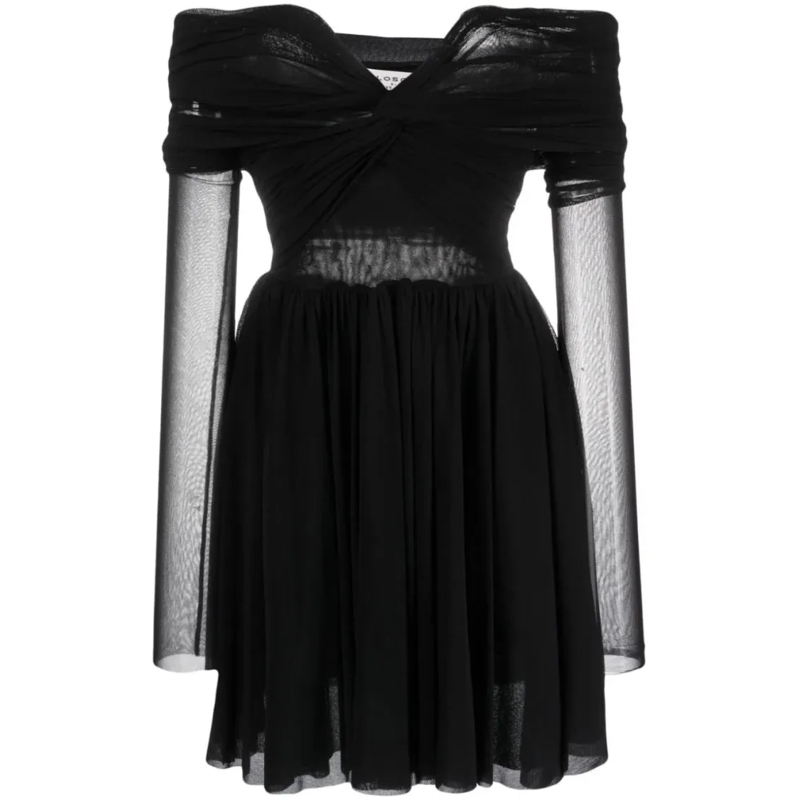 Philosophy Di Lorenzo Serafini Mini-robe Off-Shoulder Viscose Dress With Twisted Bodice And Black