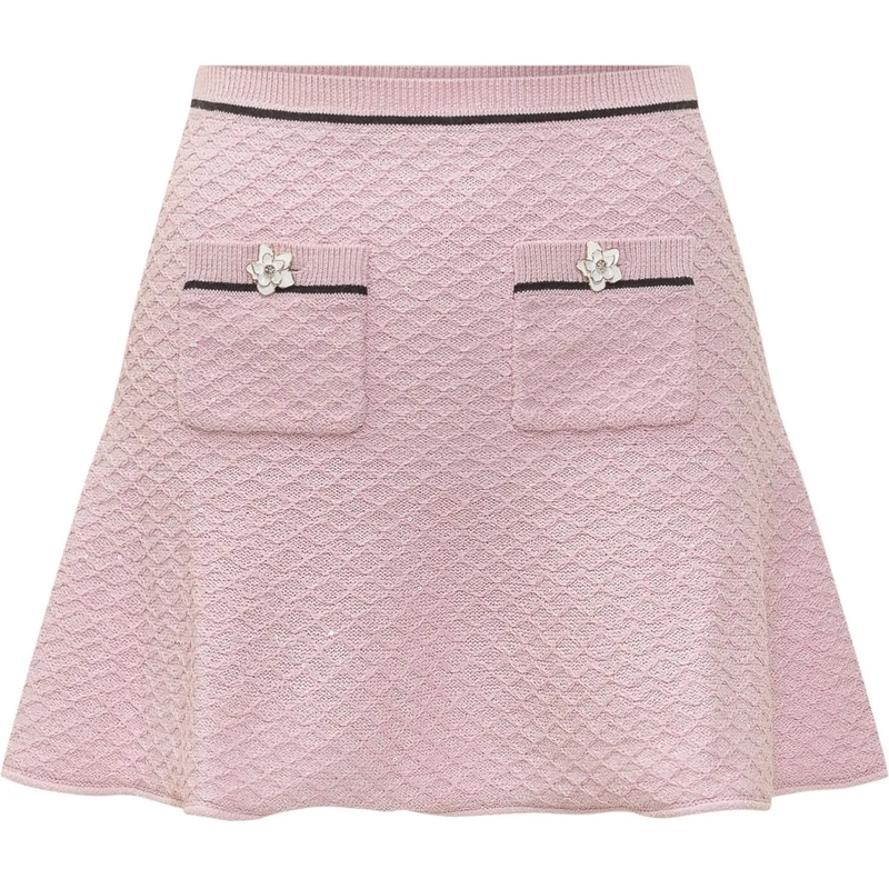 Self Portrait Minirock Minigonna con Bottoni Fiore rose