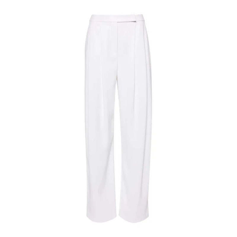 Pinko  Wide-Leg Trousers With Pleated Front And Fabric Bl White