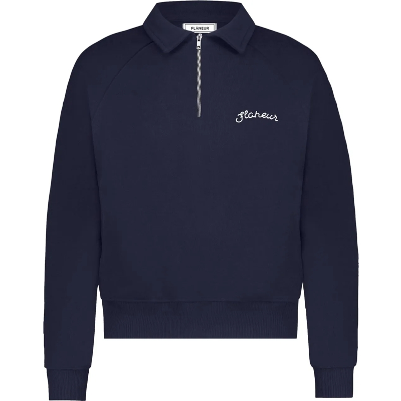 Flâneur  Signature Raglan Half Zip | Navy blau