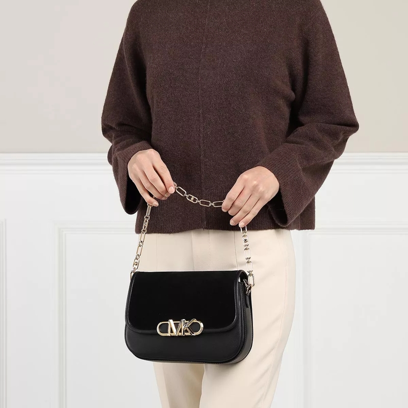 MICHAEL Michael Kors Saddle Bag Medium Saddle Messenger Black(Image 3)