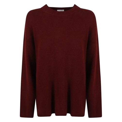 Allude Pull Dark Red Cashmere Round Neck Sweater Red