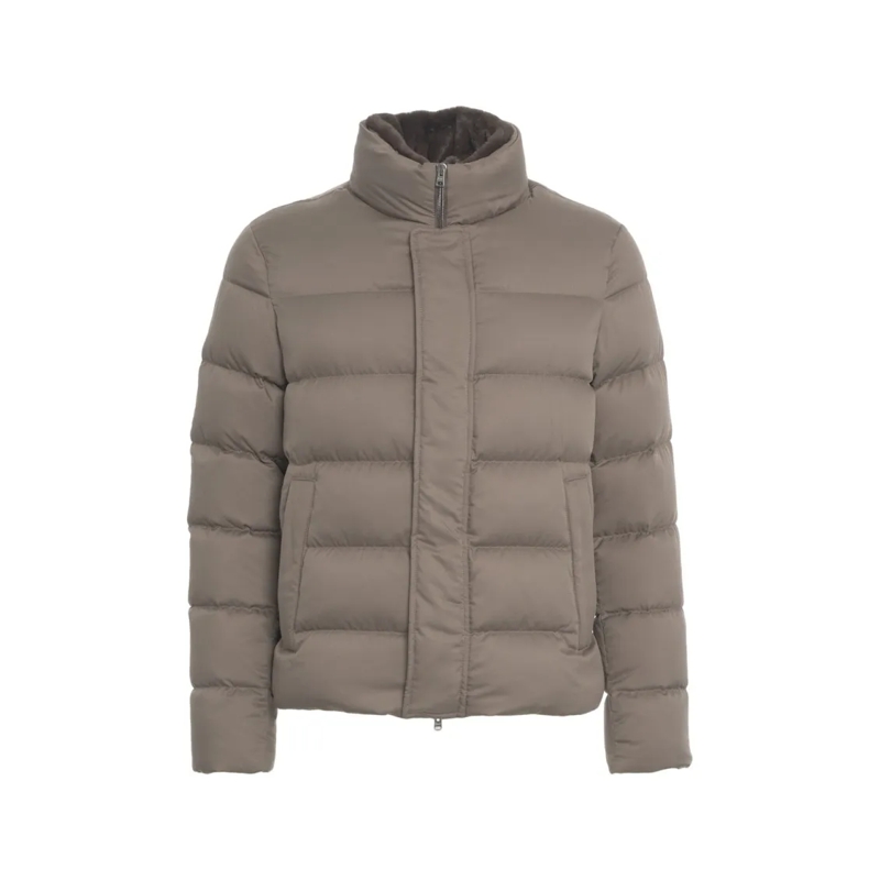 Herno Daunenjacke Down Jacket With Faux Fur Collar Brown