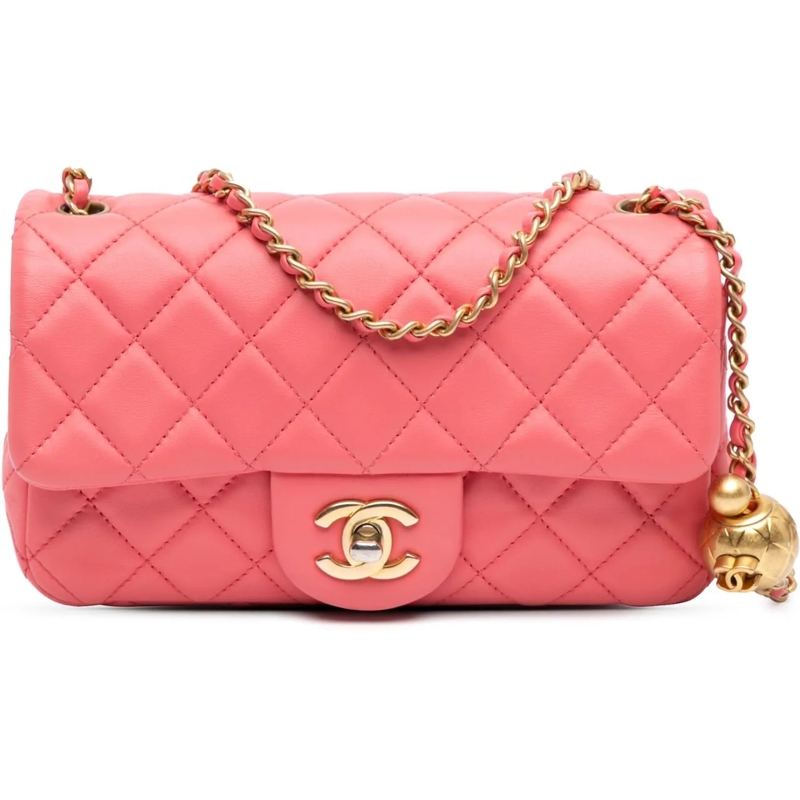 Chanel Sac à bandoulière Mini Rectangular Classic Lambskin Pearl Crush Sing rose