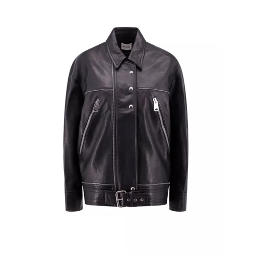 Khaite Leather Jacket With Logoed Slider Black Lederjacken