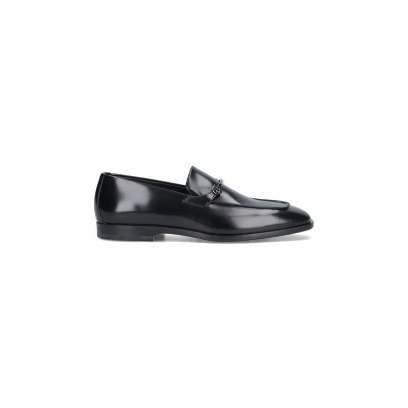 Salvatore Ferragamo Mocassin Gancini Loafers In Black Leather Black
