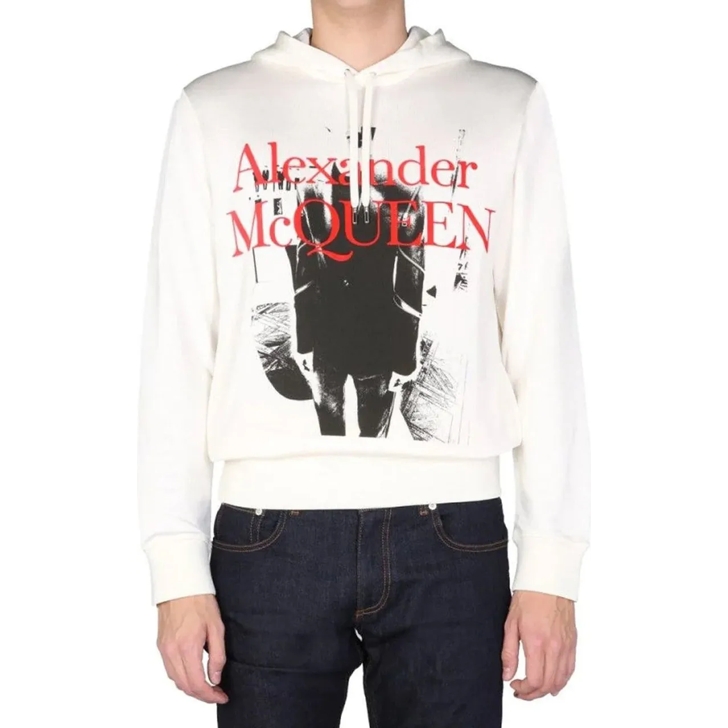 Alexander McQueen Hoodie Logo Sweatshirt weiB