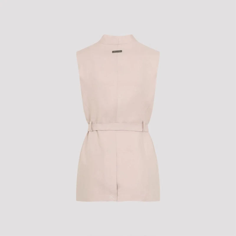 Peserico Blazer Sleeveless Linen Waistcoat With Tailored Fit Pink