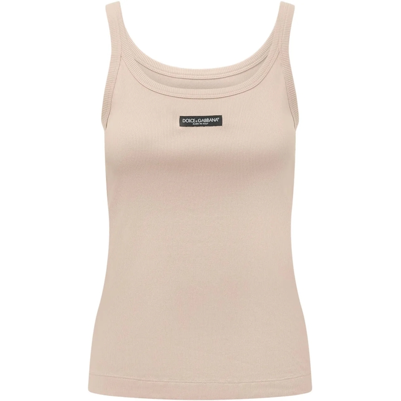 Dolce&Gabbana Top Top a Coste con Spalline beige