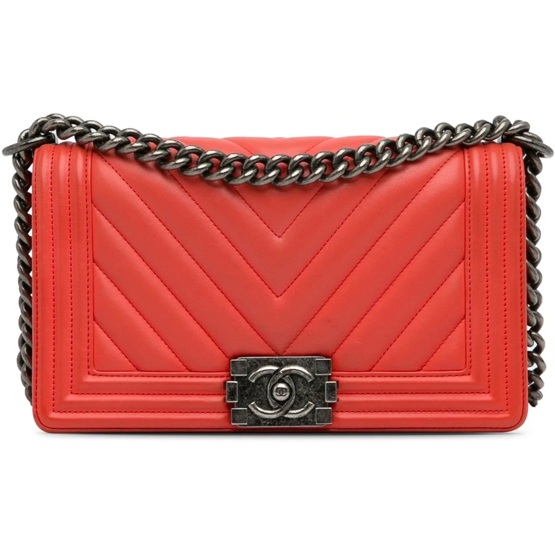 Chanel Sac à bandoulière Old Medium Chevron Calfskin Boy Flap rot