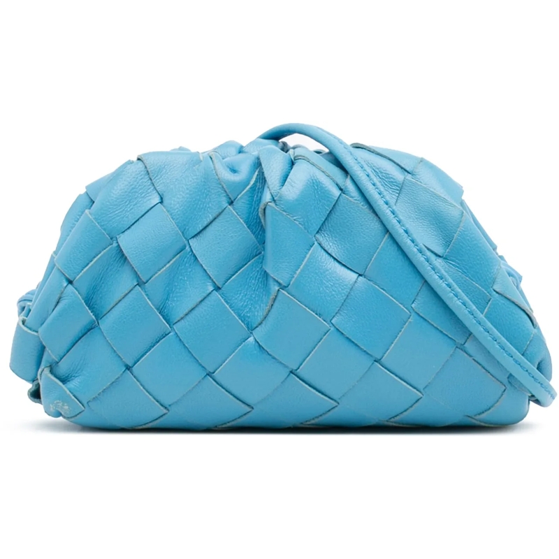 Bottega Veneta Sac à bandoulière Nappa Intrecciato The Extra Mini Pouch Crossbody blau