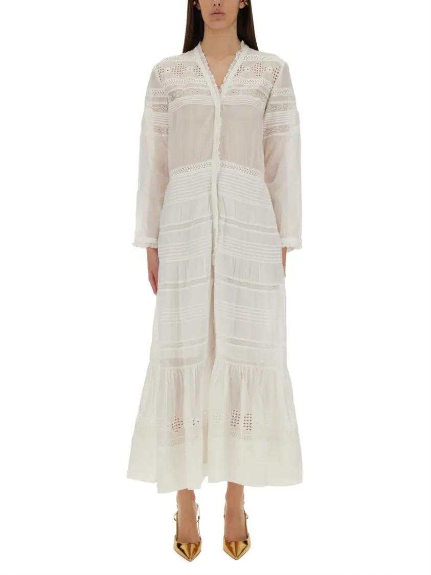Thumbnail - Etoile Isabel Marant - Daniva" Long Dress - Größe 36 - weiß