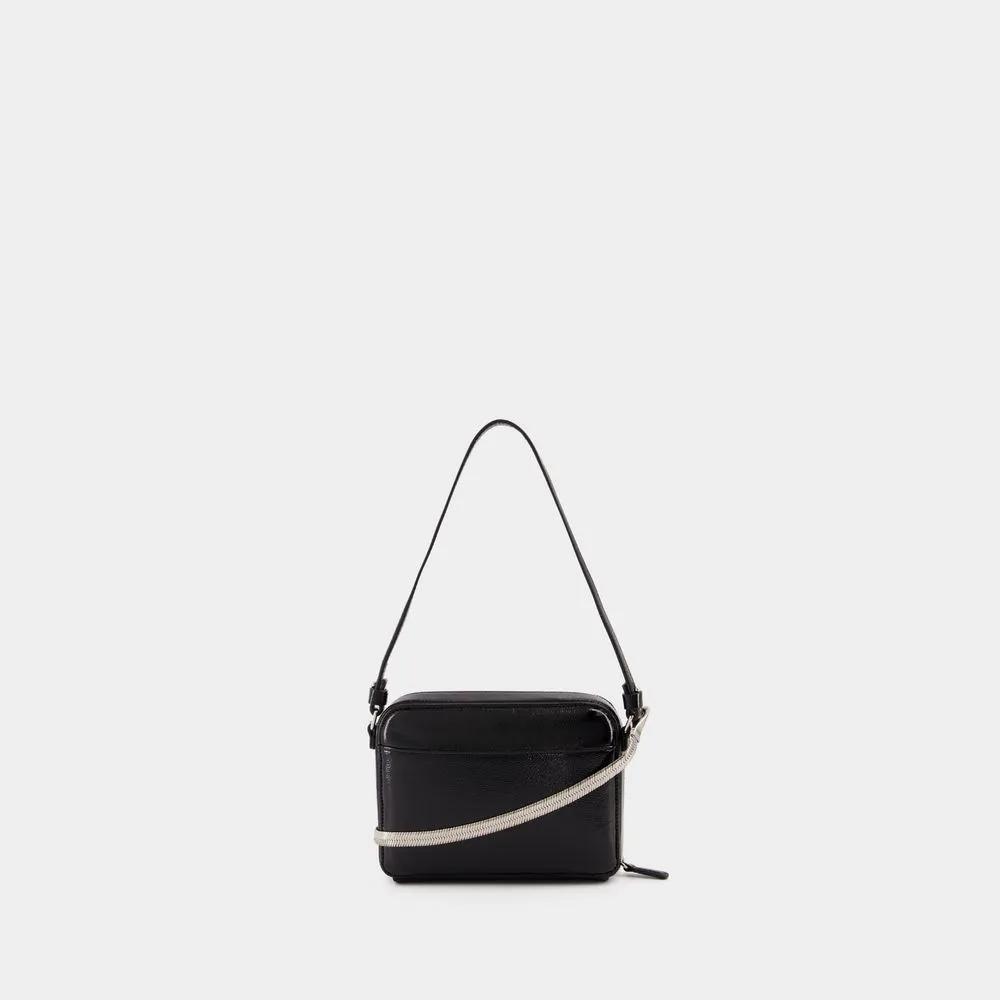 Courrèges Hobo bags Cloud Chained Naplack Purse Leather Black in zwart