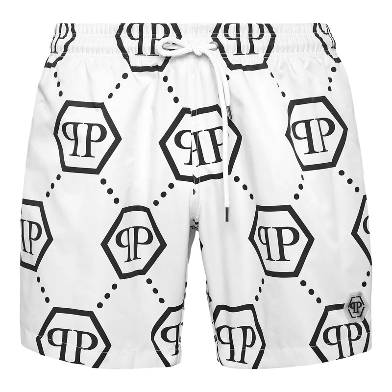 Philipp Plein  Badehose Monogram weiss