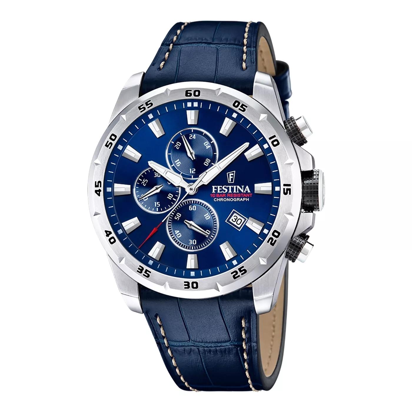 Festina Uhren - Festina Timeless Chrono herren Uhr Blau F20692/2 - Gr. unisize - in Silber - für Damen