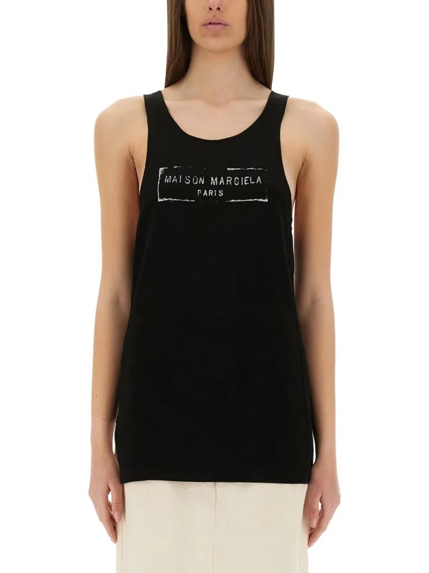 Thumbnail - Maison Margiela - Logo Print Tank Top - Größe S - schwarz