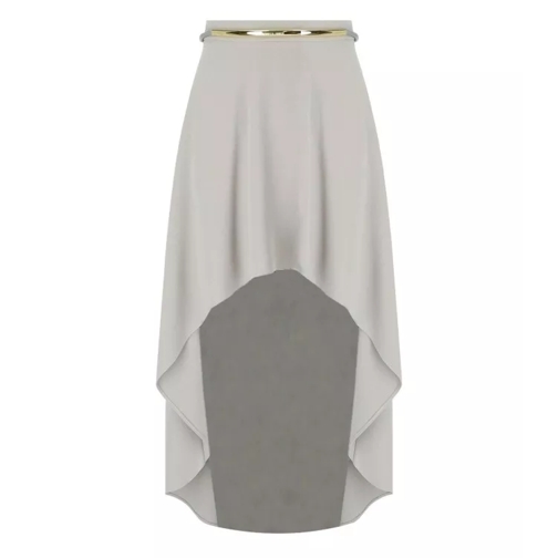 Elisabetta Franchi Pearl Grey Asymmetric Skirt With Belt Grey 