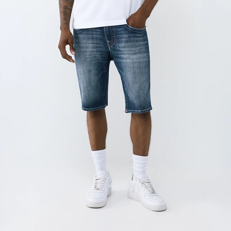 True Religion Shorts - Jeansshorts- Lässiger Schnitt- Buddha-Motiv au blau(Image 6)