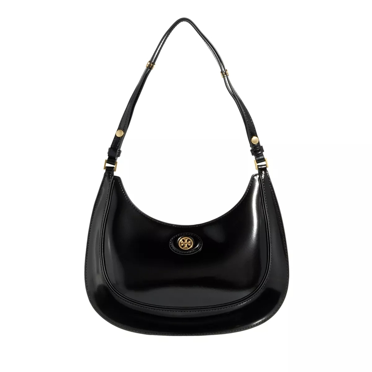 Tory burch black leather hobo bag sale