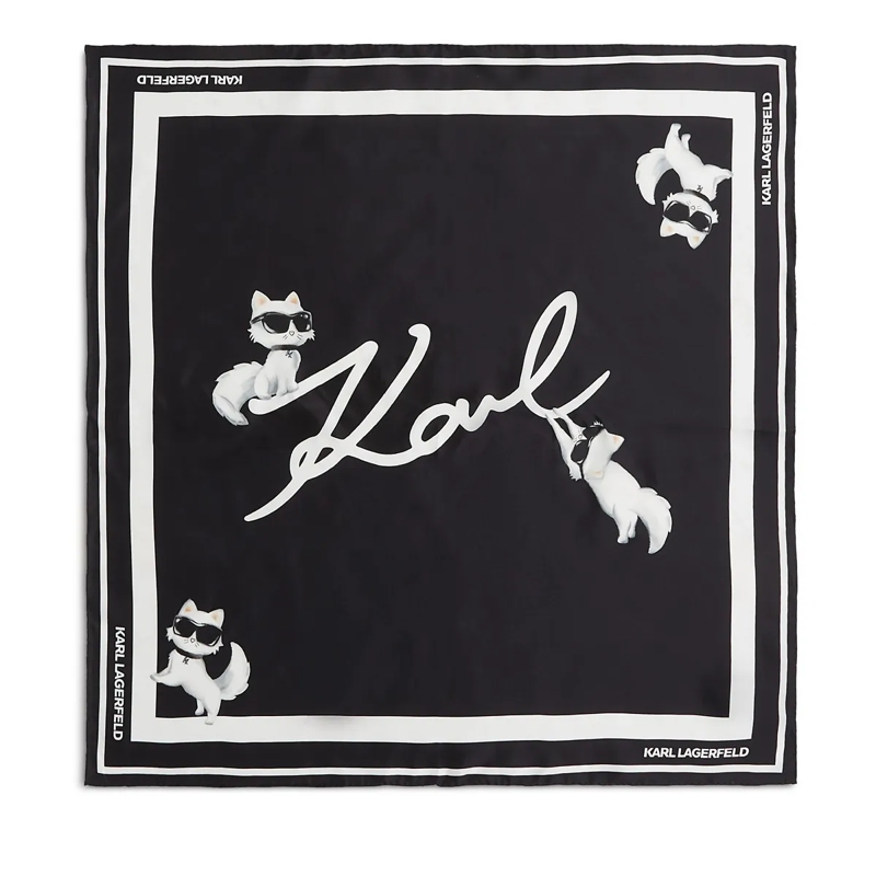 Karl Lagerfeld Wollschal Ikon Signature Seidentuch schwarz