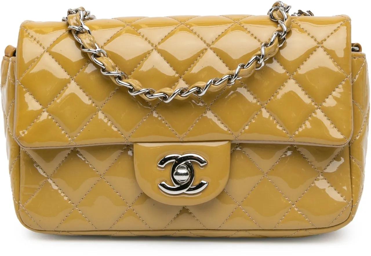 Chanel Hobo Bags - Mini Rectangular Classic Patent Single Flap - Gr. unisize - in Gelb - für Damen