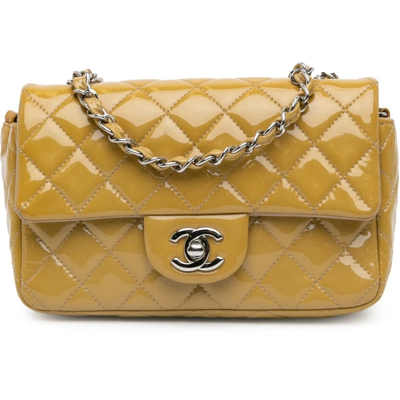 Chanel Sac à bandoulière Mini Rectangular Classic Patent Single Flap gelb