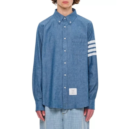 Thom Browne 4-Bar Cotton Button Down Shirt Blue 