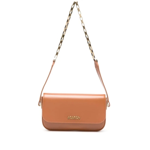 Isabel Marant Sac à bandoulière Structured Leather Shoulder Bag With Chain Strap Brown