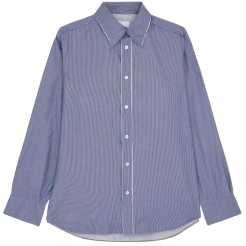 Paul Smith Hauts décontractés Chemise ray�e bleu brun bords effiloch�s M1R 162Z  mehrfarbig