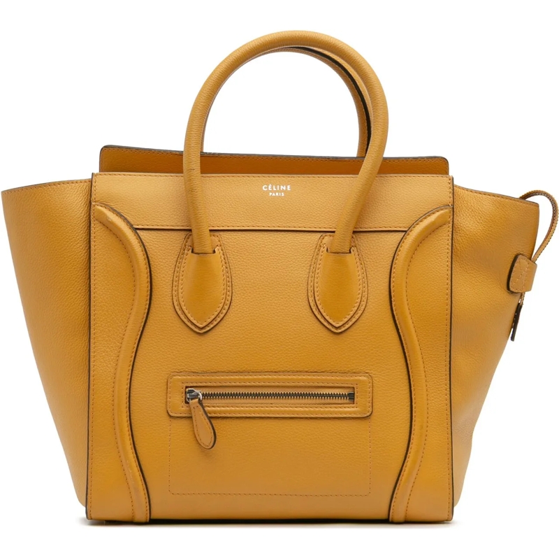 Celine Shopper Mini Drummed Calfskin Luggage Tote gelb