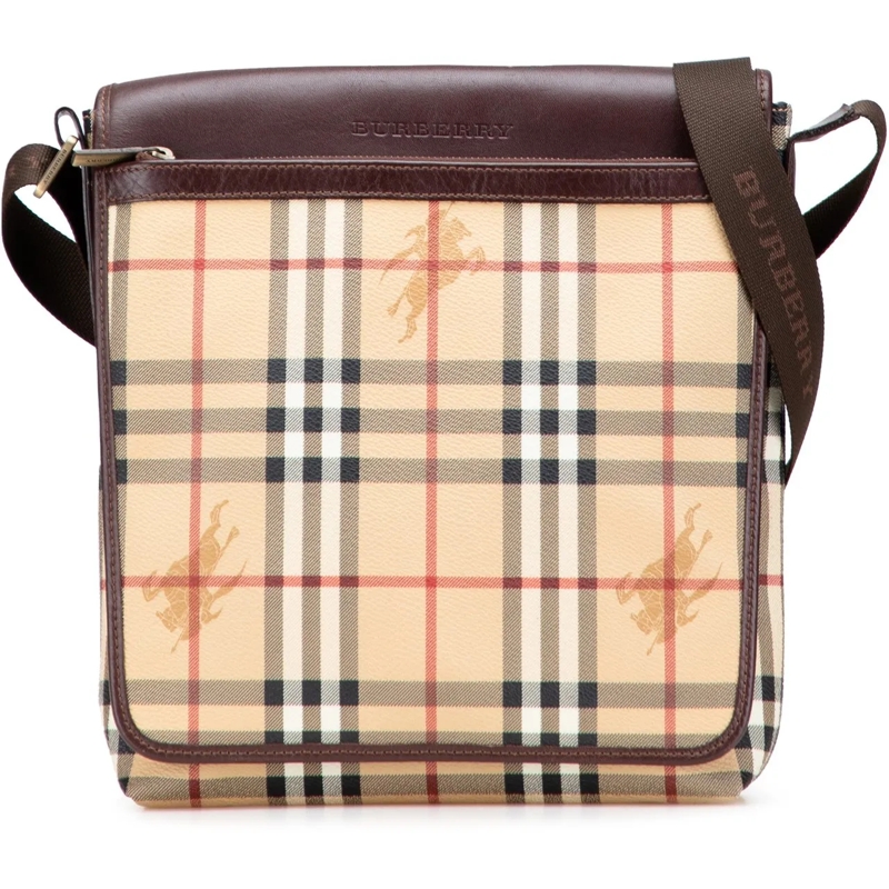 Burberry Sac à bandoulière Haymarket Check Coated Canvas Crossbody braun