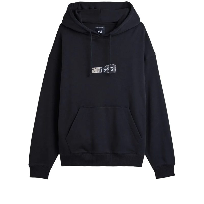 Y-3  Cotton Hoodie With Adjustable Hood And Front Logo Black