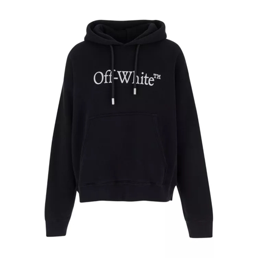 Off-White Black Hoodie With Logo Lettering Print In Jersey Black 