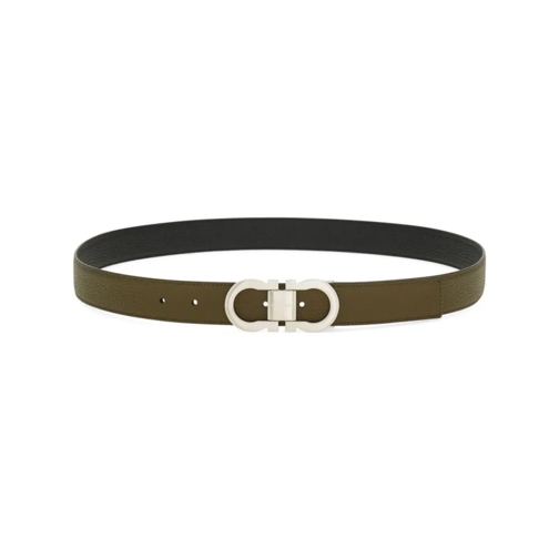 Salvatore Ferragamo Gürtel Khaki/Black Leather Belt Green