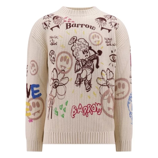 Barrow Cotton Sweater With All-Over Print Brown 