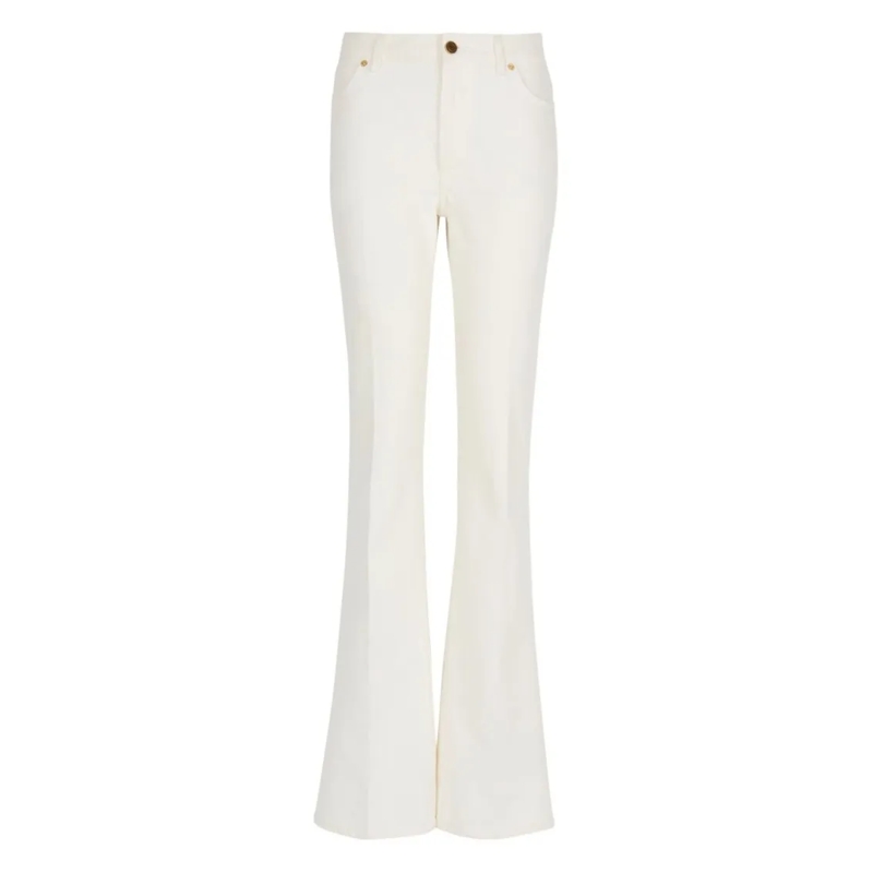 Balmain Jeans High-Waisted Straight-Leg Jeans With Gold-Tone Acc White