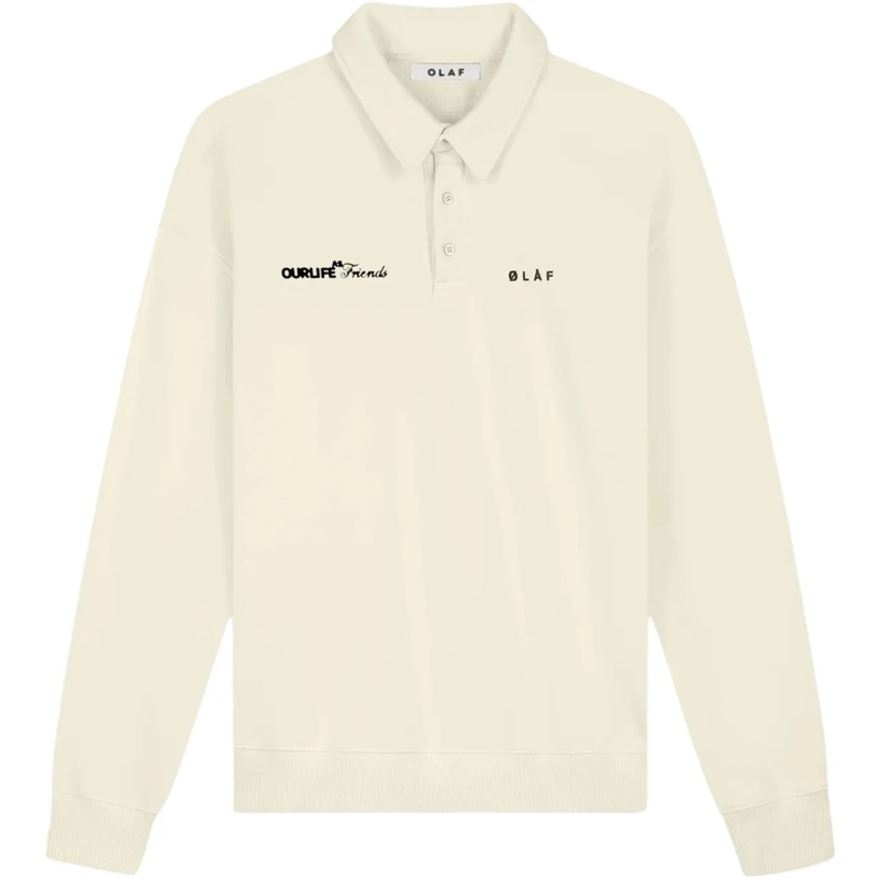 ØLÅF  Olaf Script Friends Oversized Polo Polos Off White weiß