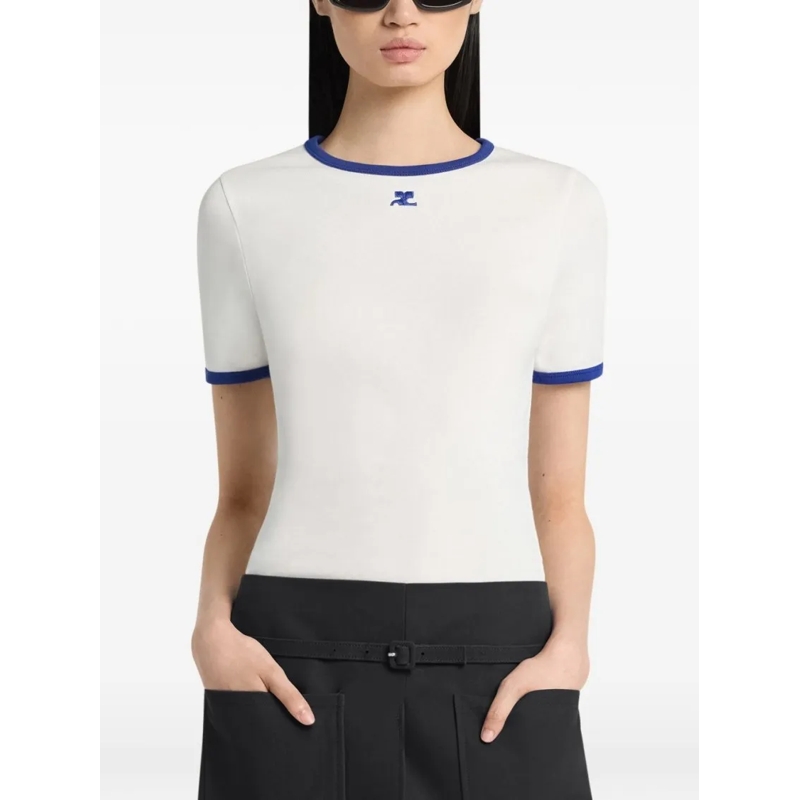 Courrèges T-Shirt Fitted White T-Shirt White(Image 3)