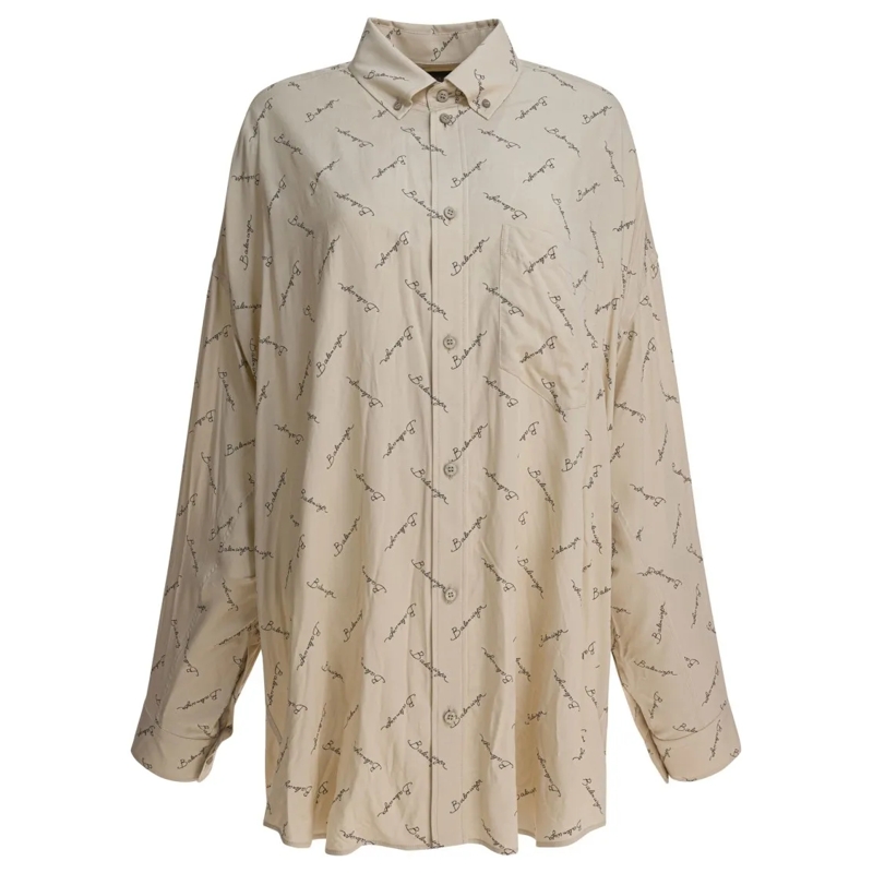 Balenciaga Overhemd Loose-Fit Beige Shirt Neutrals