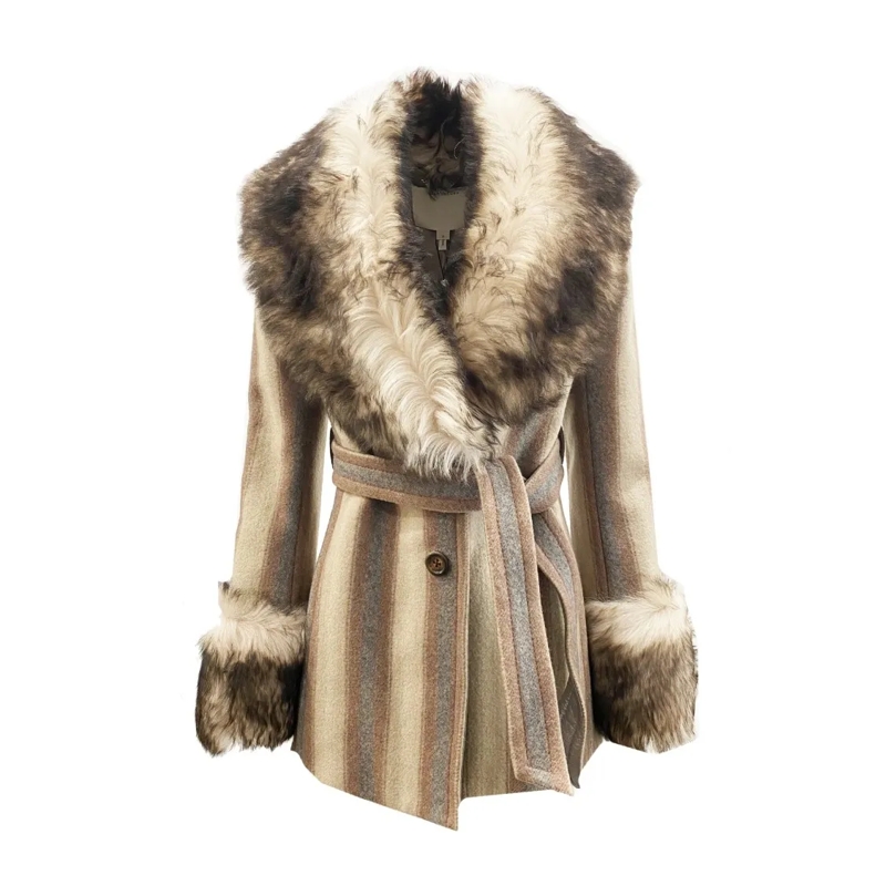 Marc Jacobs  Fur Trim Coat Neutrals