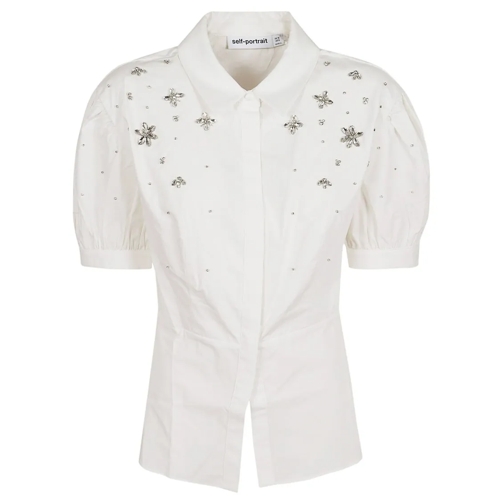 Self Portrait Blusen White Cotton Embellished Top White