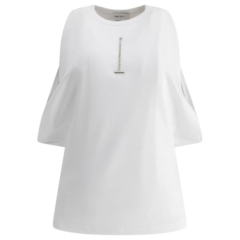 Alexander McQueen Blouse Ribbed Tank Top With Chain Closure White