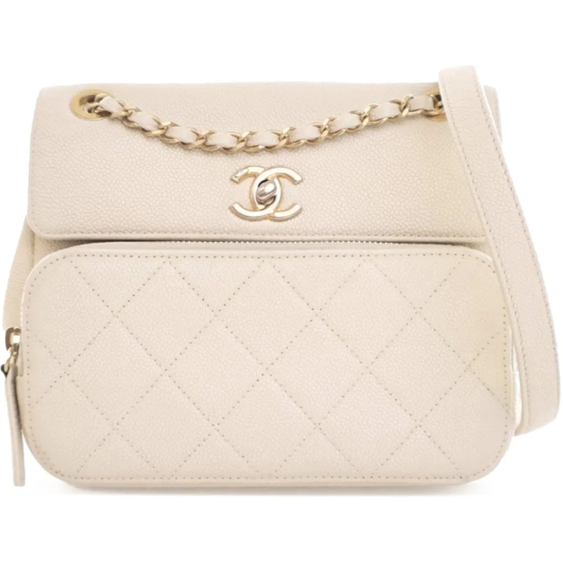 Chanel Schultertasche Caviar Business Affinity Messenger Flap weiß (Image 2)