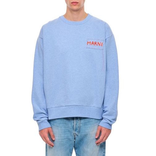 Marni Cotton Sweatshirt Blue Truien