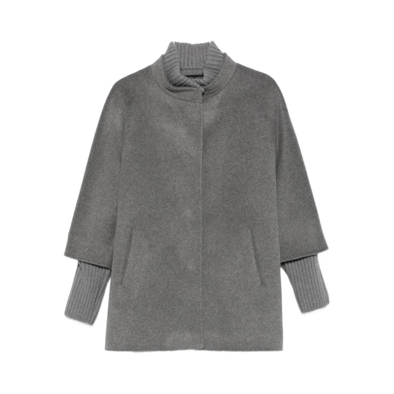 CINZIA ROCCA  Boxy Virgin Wool Outerwear Grey