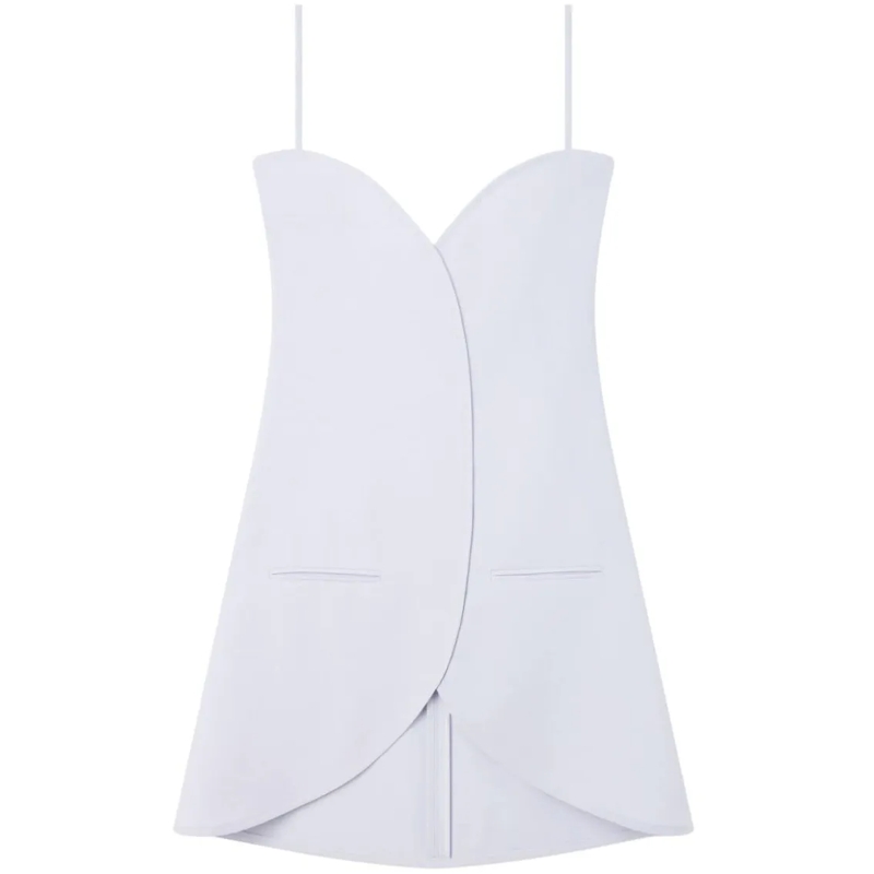 Courrèges Mini-jurk Lilac Crepe Texture A-Line Dress White