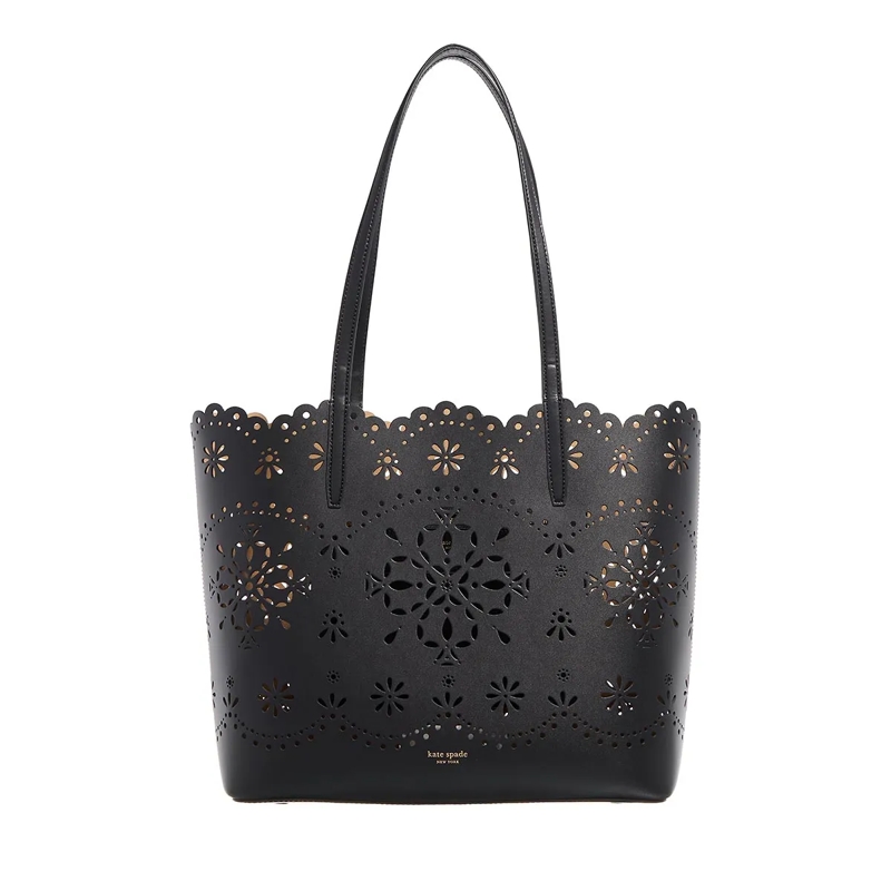 Kate Spade New York Shopper Do It All Spade Flower Perforated Fine Grain Leath Black